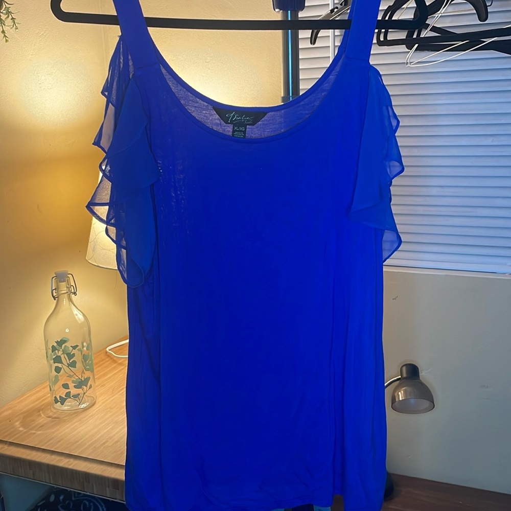 Thalia off shoulder blue blouse